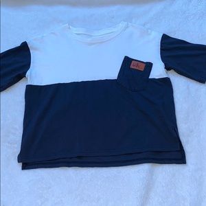 cute blue and white t-shirt with  pocket